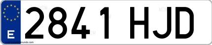 Ejemplo de matrícula española 2841 HJD