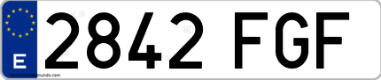 Ejemplo de matrícula de coche ordinaria 2842 FGF