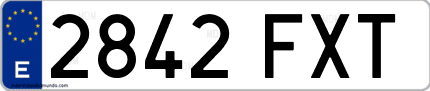 Ejemplo de matrícula de coche ordinaria 2842 FXT