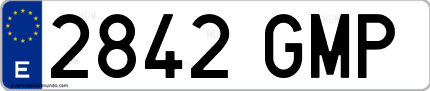 Ejemplo de matrícula de coche ordinaria 2842 GMP