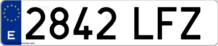 Ejemplo de matrícula de coche ordinaria 2842 LFZ