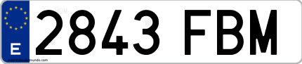 Ejemplo de matrícula de coche ordinaria 2843 FBM