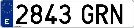 Ejemplo de matrícula española 2843 GRN