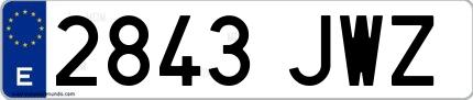 Ejemplo de matrícula española 2843 JWZ