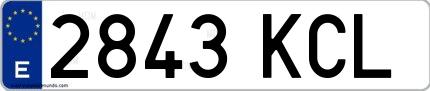 Ejemplo de matrícula española 2843 KCL