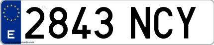 Ejemplo de matrícula española 2843 NCY