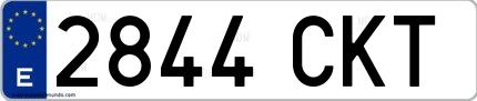 Ejemplo de matrícula española 2844 CKT