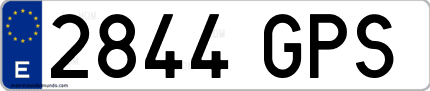 Ejemplo de matrícula de coche ordinaria 2844 GPS