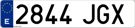 Ejemplo de matrícula de coche ordinaria 2844 JGX