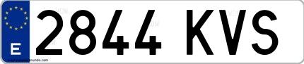 Ejemplo de matrícula española 2844 KVS