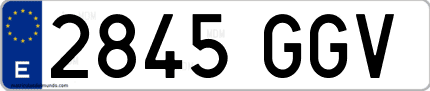 Ejemplo de matrícula de coche ordinaria 2845 GGV