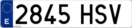 Ejemplo de matrícula española 2845 HSV