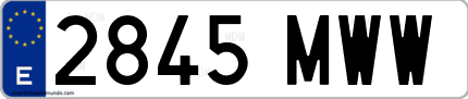 Ejemplo de matrícula de coche ordinaria 2845 MWW