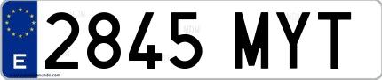Ejemplo de matrícula española 2845 MYT