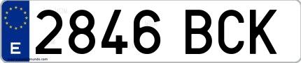 Ejemplo de matrícula española 2846 BCK