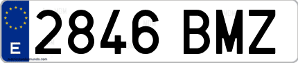 Ejemplo de matrícula de coche ordinaria 2846 BMZ