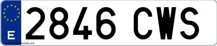 Ejemplo de matrícula española 2846 CWS