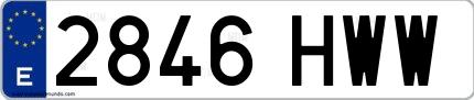 Ejemplo de matrícula española 2846 HWW