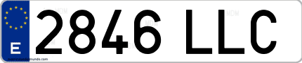 Ejemplo de matrícula de coche ordinaria 2846 LLC