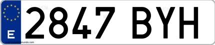 Ejemplo de matrícula española 2847 BYH