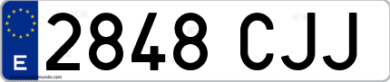 Ejemplo de matrícula de coche ordinaria 2848 CJJ