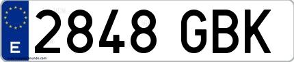 Ejemplo de matrícula española 2848 GBK