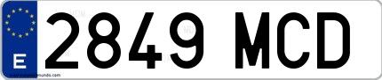 Ejemplo de matrícula española 2849 MCD
