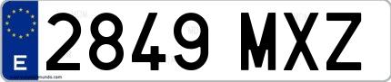 Ejemplo de matrícula española 2849 MXZ