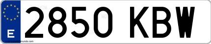 Ejemplo de matrícula española 2850 KBW