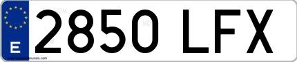 Ejemplo de matrícula española 2850 LFX