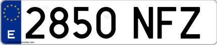 Ejemplo de matrícula de coche ordinaria 2850 NFZ
