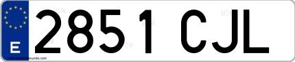 Ejemplo de matrícula española 2851 CJL