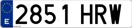 Ejemplo de matrícula española 2851 HRW