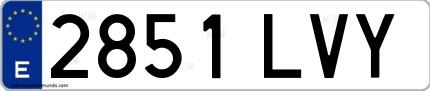 Ejemplo de matrícula española 2851 LVY