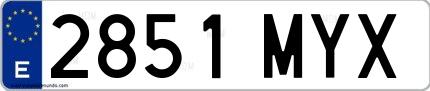 Ejemplo de matrícula española 2851 MYX