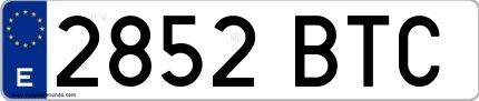 Ejemplo de matrícula española 2852 BTC