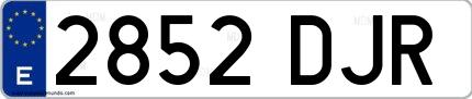 Ejemplo de matrícula española 2852 DJR