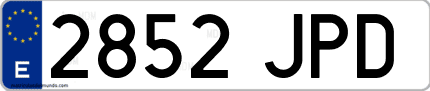 Ejemplo de matrícula de coche ordinaria 2852 JPD