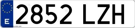 Ejemplo de matrícula española 2852 LZH