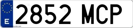 Ejemplo de matrícula española 2852 MCP