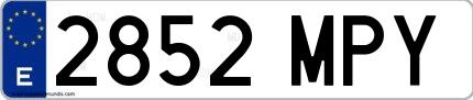 Ejemplo de matrícula española 2852 MPY