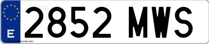 Ejemplo de matrícula española 2852 MWS