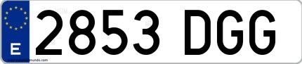 Ejemplo de matrícula española 2853 DGG