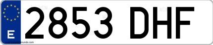 Ejemplo de matrícula española 2853 DHF