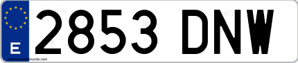 Ejemplo de matrícula de coche ordinaria 2853 DNW
