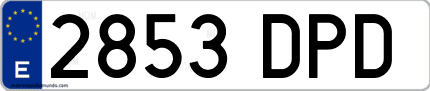 Ejemplo de matrícula de coche ordinaria 2853 DPD