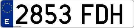 Ejemplo de matrícula española 2853 FDH