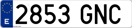 Ejemplo de matrícula de coche ordinaria 2853 GNC