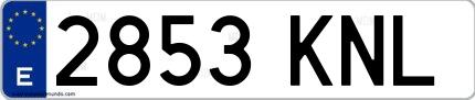 Ejemplo de matrícula española 2853 KNL