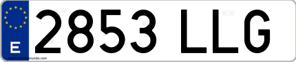Ejemplo de matrícula de coche ordinaria 2853 LLG